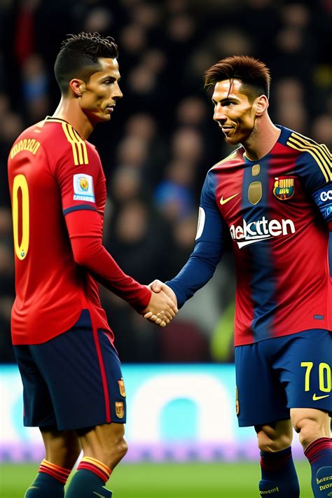 Lexica - Cristiano ronaldo shaking hands with lionel messi