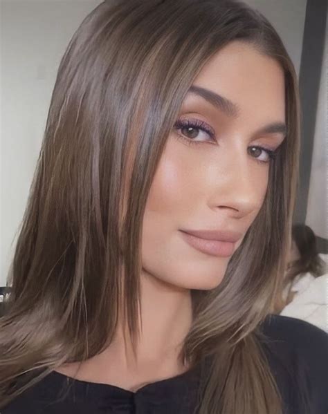 Hailey Bieber make-up | Honey brown hair, Ash hair color, Hair pale skin