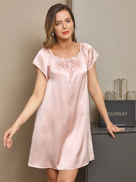 Pure Silk Solid Color Cute Nightgown – SILKSILKY Silk Chemise, Silk ...