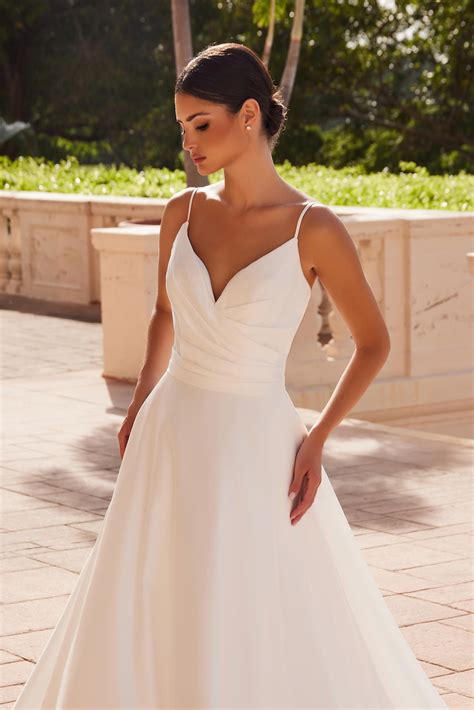 White Nox Anabel JE1015 Bridal Gown Long Pleated Wedding Dress