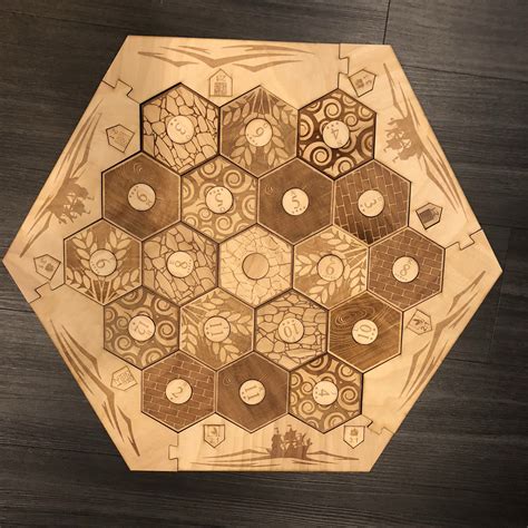 catan compatible board set  laser etched terrain border  numbe