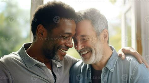Moments of intimacy between young and old gay couple. Generative AI