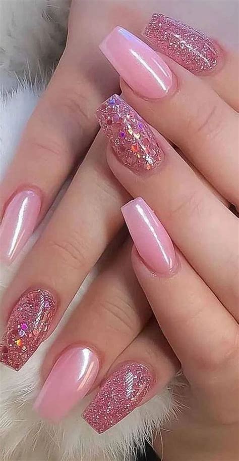 28 Fantastic Pink Nail Designs Glitter Color Combos | Pink nail art ...