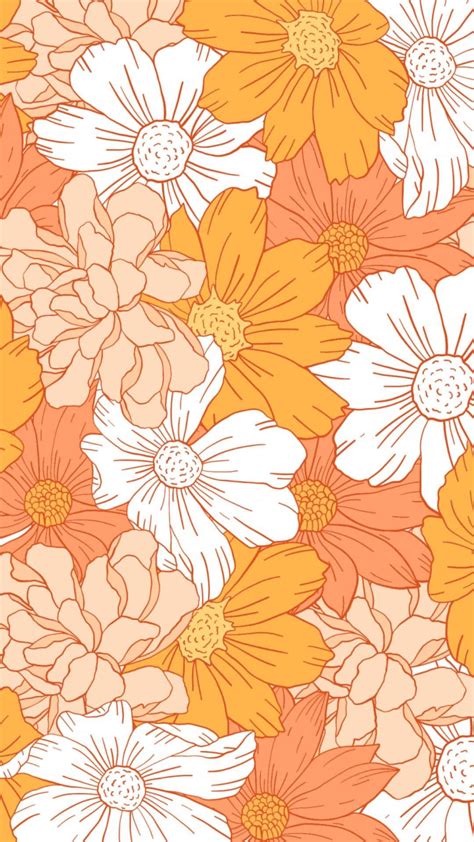 Orange Floral Wallpapers - Wallpaper Cave