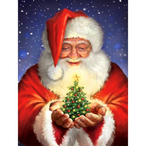 The Christmas Tree and Santa Claus 5D Diamond Painting ...