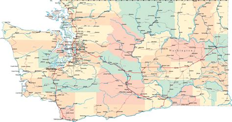 Washington Road Map - Washington State • mappery