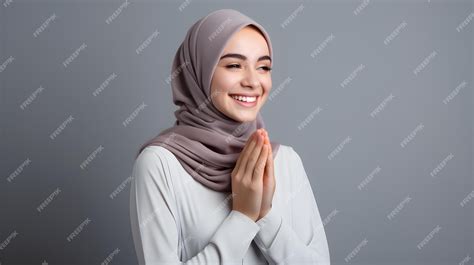 premium photo european muslim woman praying  god  hands