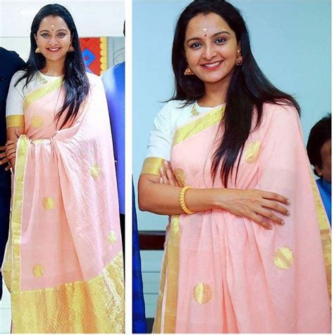 manju warrier   prannah kerala saree handloom fashion saree