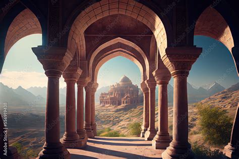 Mughal palace, or mughal architecture arches, Generative AI Stock ...