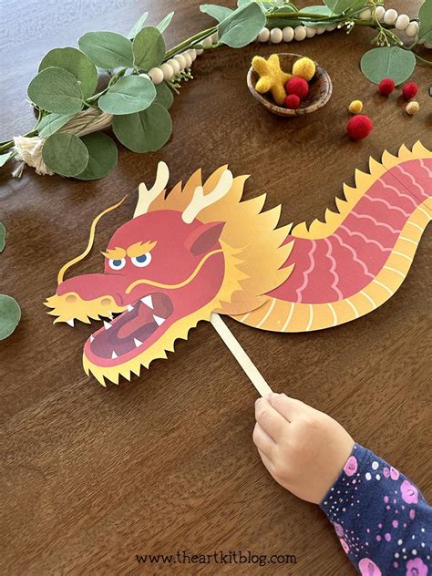chinese  year dragon paper craft  printable  art kit