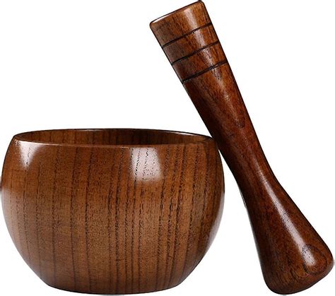 olive wood mortar  pestle mortar  pestle set retro wooden