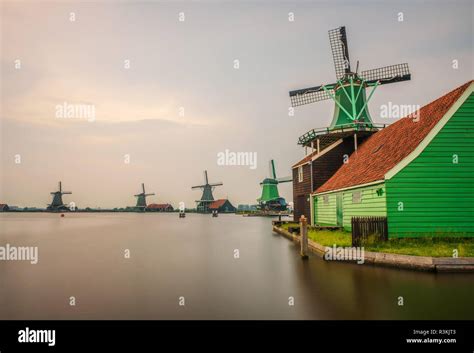 Historic windmills of Zaanse Schans in the Netherlands Stock Photo - Alamy