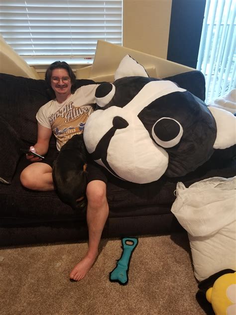 [Self drafted] giant Boston Terrier Pillow I made for my husband's