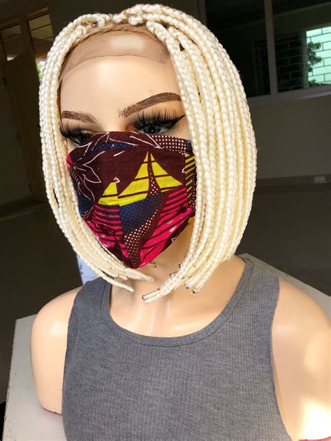 Hand Made Blonde Bob Box Braided Wigs Neat Small Size Box Braided Lace