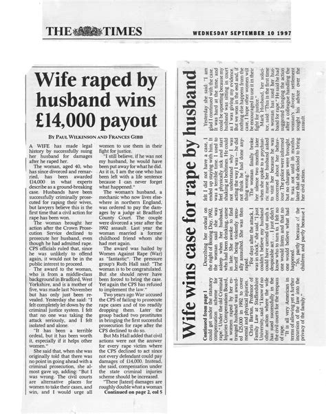 In the media: Wife raped by husband wins £14,000 payout - Women Against