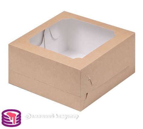 Коробочка картонная для бенто-торта КРАФТ, 160х160х80 мм