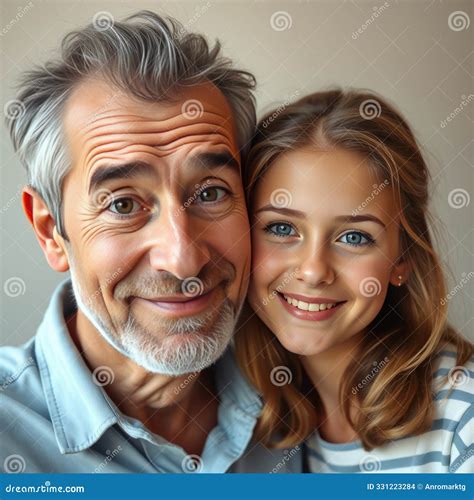 Father and Daughter Funny Faces Ultra Realistic Photorealistic Stock