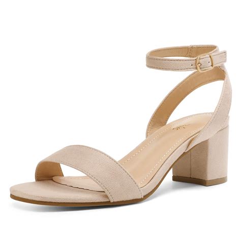 DREAM PAIRS Women's Open Toe Ankle Strap Low Block Chunky Heels Sandals