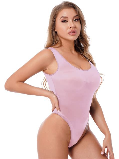 Mulheres Sheer One Piece Swimwear High Cut Bodysuit | Ubuy India