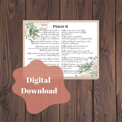 PSALM 91 King James Bible Floral Watercolor Wall Art Christian Home