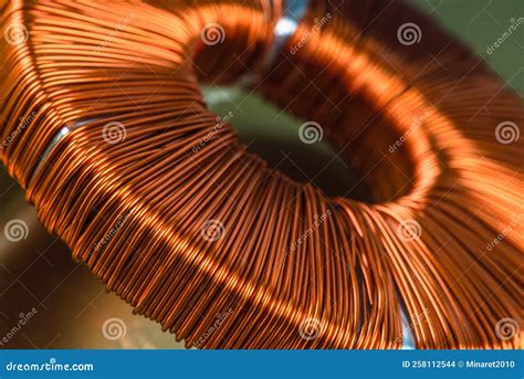 Electric Transformer Copper Coil Inductor Stock Photo - Image of component, detail: 258112544