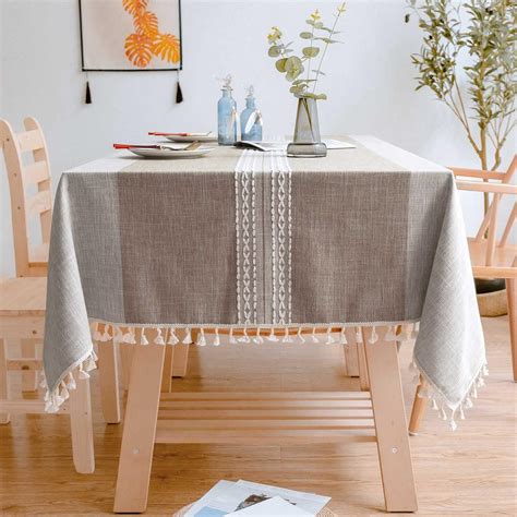 amazoncom besbesme table cloth rustic linen boho stylekitchen dining