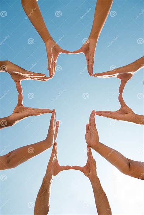 hands making  cross stock photo image  networking
