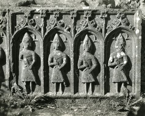 Detail of gallowglass warriors on base of Felim O'Connor's tomb ...