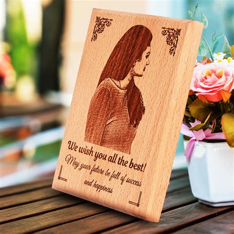 Farewell Gift - Personalized Engraved Wooden Photo Frame (8x6 Inches ...