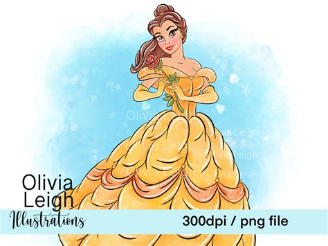 Princess Belle Beauty and the Beast Cute Clipart PNG Files - Etsy