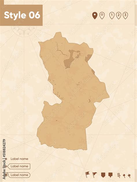 Khovd, Mongolia - map in vintage style, retro style map, sepia, vintage ...
