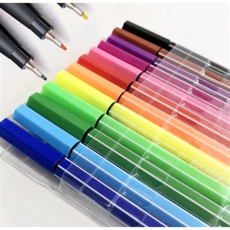 Canetas De Pontas Finas - Kit 6/12/18/24 cores Canetas Ponta Fina Colorido 0.4mm | Shopee Brasil
