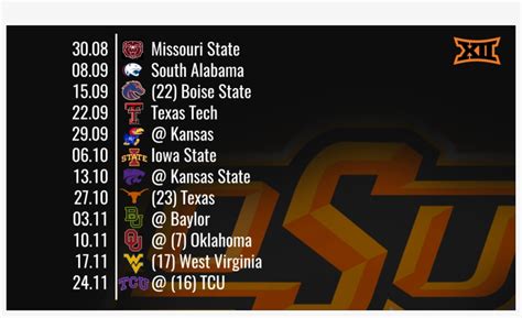 Oklahoma State Schedule Wallpaper - 2018 Oklahoma State Cowboys ...