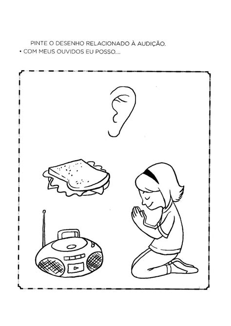 Atividade Audição Educação Infantil - Pintar item relacionado à audição | Educação infantil, Atividades para ...
