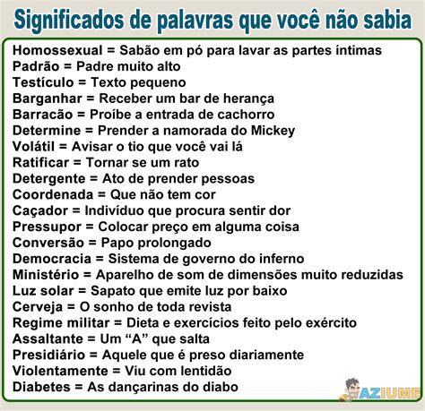 Significados de palavras que você não sabia - Aziume - Blog de humor