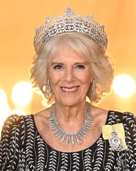 Camilla wears the queen mother’s spectacular greville tiara and queen