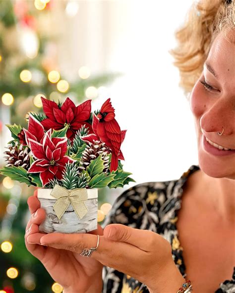 Mini Birch Poinsettia Bouquet | FreshCut Paper: Festive Charm in Every
