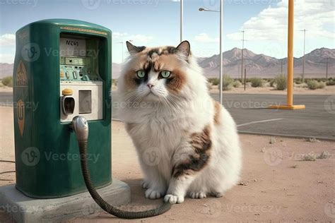 gas pump gas station cat working job profession illustration 23935849 ...