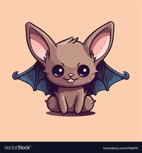 Cute kawaii anime bat Royalty Free Vector Image