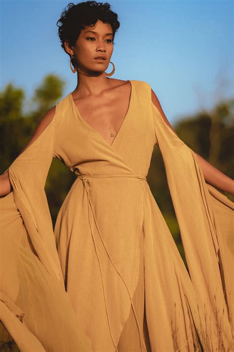 Ochre Makosh Goddess Dress • Fairy Wings Dress • Light Cotton Formal D