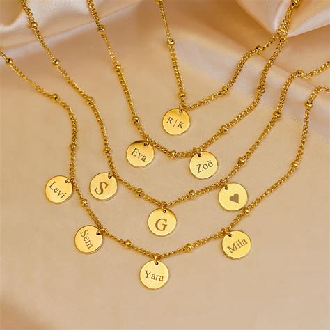 graveerbare coin ketting goudkleurig kettingen shop finaste