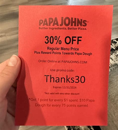 30% Off Papa Johns Code : r/Freefood