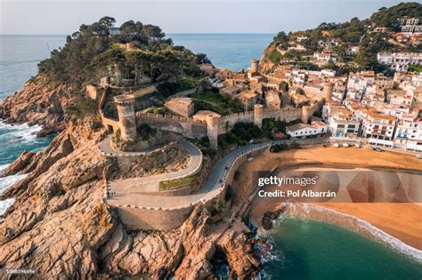 aerial view  tossa de mar  fortress  costa brava catalonia spain