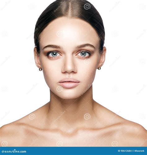 Calm Beauty. Portrait Of Beautiful Young Blonde Woman With Nude Makeup