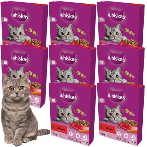 SUCHA KARMA DLA KOTA Whiskas 8 X 300g z wołowiną marchewką bez