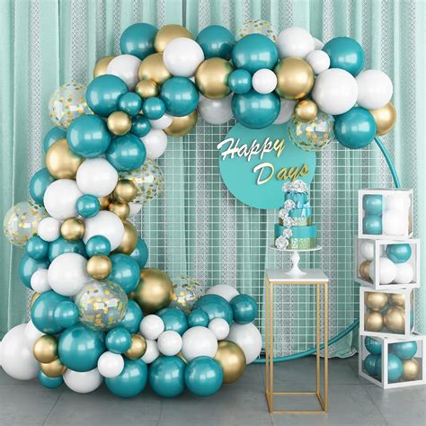 Amazon.com: Matte Turquoise Blue Pearl White Balloons Garland Arch Kit