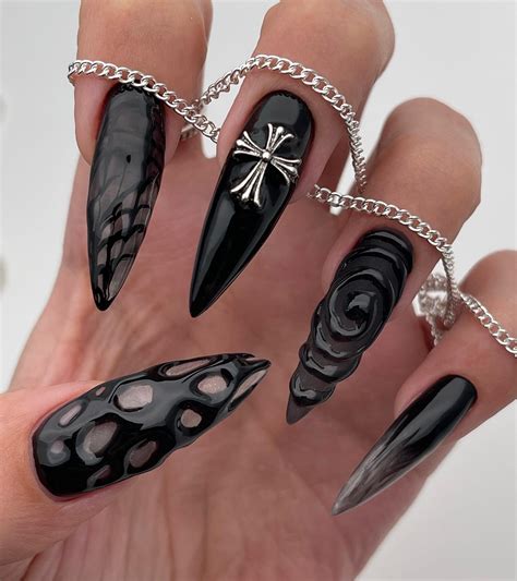 Black Stiletto Nail Designs 2024