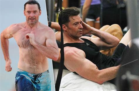 Hugh Jackman Works Out On Australian Beach With Fitness Friend