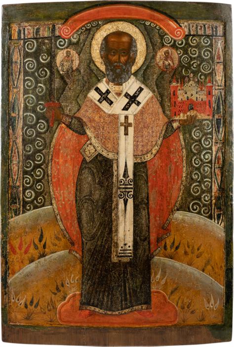 MONUMENTALE IKONE MIT DEM HEILIGEN NIKOLAUS VON MOSCHAISK AUS EINER ...