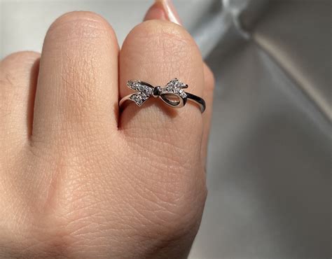Crystal Sterling Silver Bow Ring Cute Trendy Holiday Christmas - Etsy